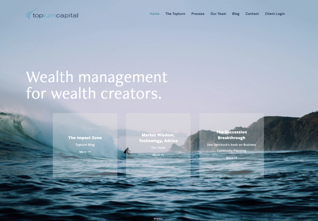 Topturn Capital website before working with Wilnau Design